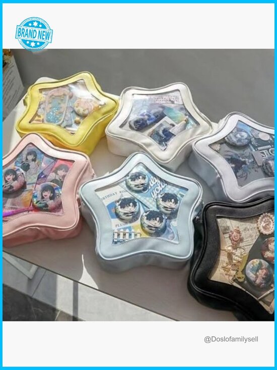 Star Ita Bag Pins Display Crossbody Backpack PU Leather Y2K Aesthetic Handbag